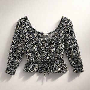 Floral Black and White Women's Top